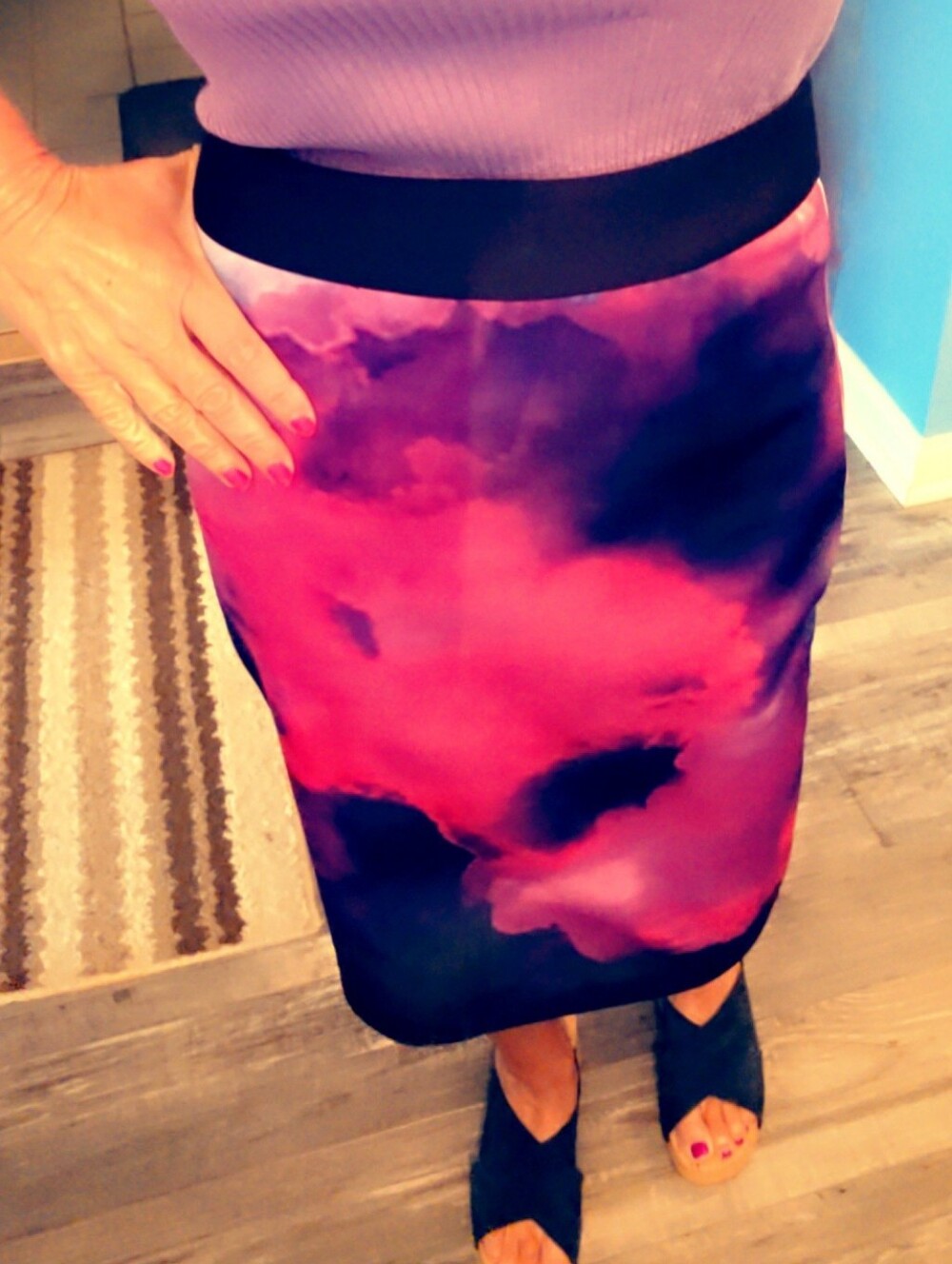 Ted Baker of London Size 0 (US 0-2) Vibrant Pink & Purple Pencil Skirt
